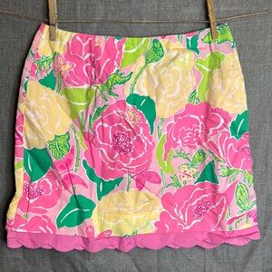 Lilly Pulitzer Floral Pink and Green Skirt